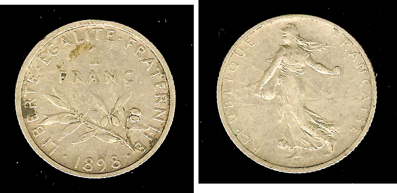 1 franc Semeuse 1898 gVF